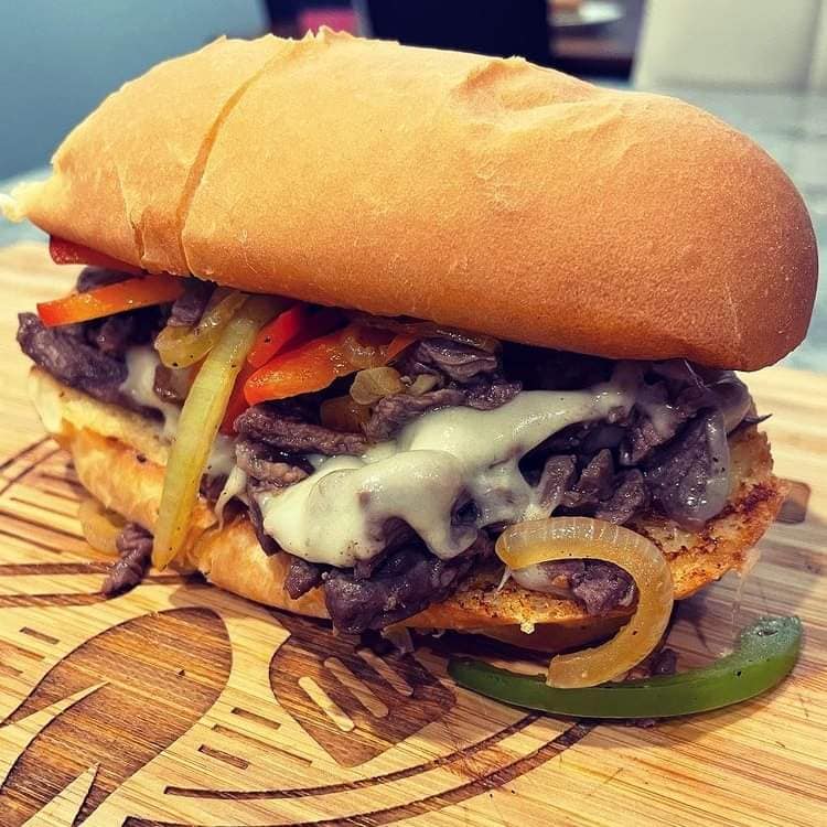 Loaded philly cheesesteak sandwich